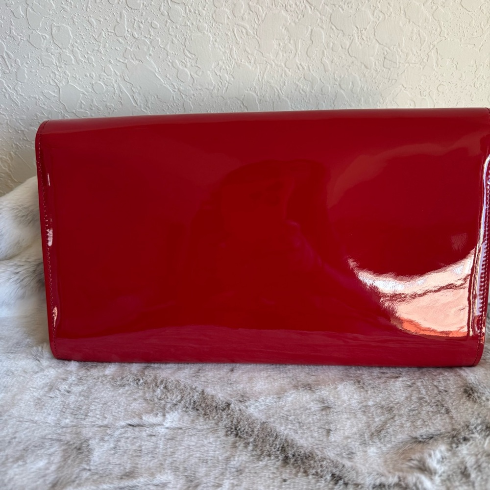 Yves Saint Laurent YSL Belle De Jour Red Patent Leather Clutch P0329 - Picture 3 of 11